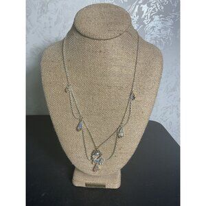 Vintage Crystal Necklace With Dangling Teardrops & Adjustable Chain